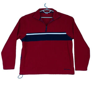 Vintage Y2K Old Navy Fleece Quarter Zip Sweatshirt Mens Large Red White Blue‎